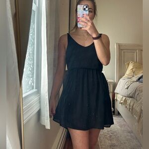H&M Black V-Neck Mini Dress size 2